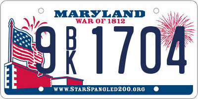 MD license plate 9BK1704