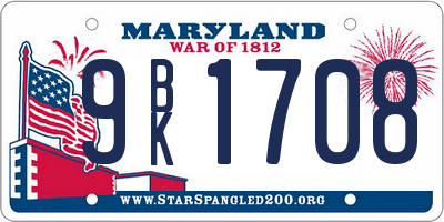 MD license plate 9BK1708