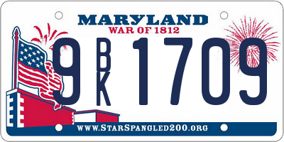 MD license plate 9BK1709