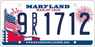 MD license plate 9BK1712
