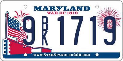 MD license plate 9BK1719