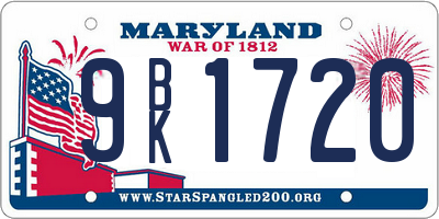 MD license plate 9BK1720