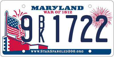 MD license plate 9BK1722