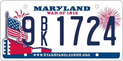 MD license plate 9BK1724