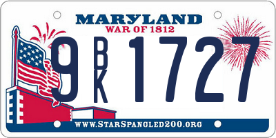 MD license plate 9BK1727