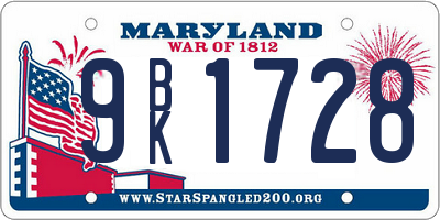 MD license plate 9BK1728