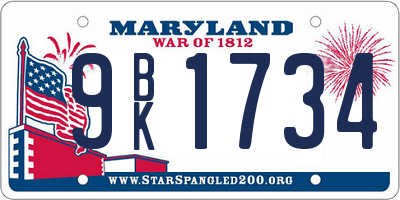 MD license plate 9BK1734