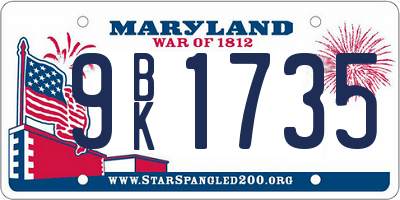 MD license plate 9BK1735