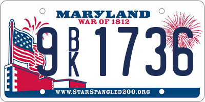 MD license plate 9BK1736
