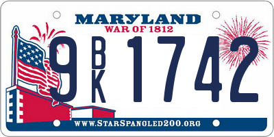 MD license plate 9BK1742
