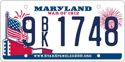 MD license plate 9BK1748