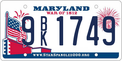 MD license plate 9BK1749