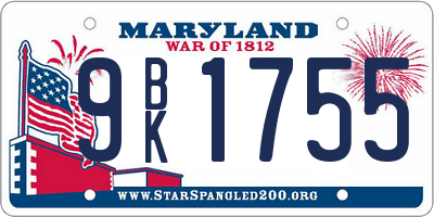 MD license plate 9BK1755