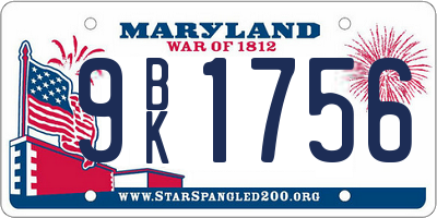 MD license plate 9BK1756