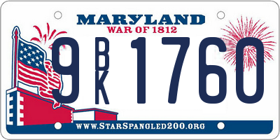 MD license plate 9BK1760