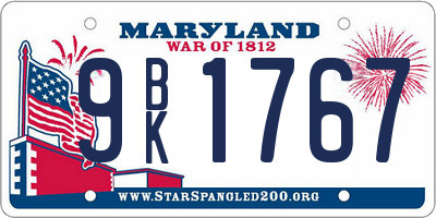 MD license plate 9BK1767