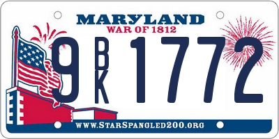 MD license plate 9BK1772