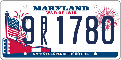 MD license plate 9BK1780