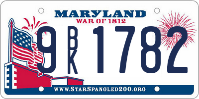 MD license plate 9BK1782