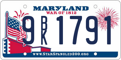 MD license plate 9BK1791