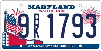 MD license plate 9BK1793