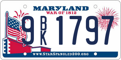 MD license plate 9BK1797