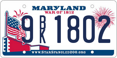 MD license plate 9BK1802