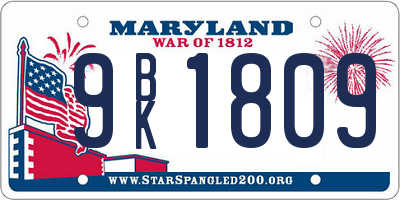 MD license plate 9BK1809