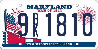 MD license plate 9BK1810