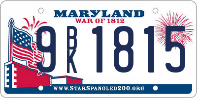 MD license plate 9BK1815