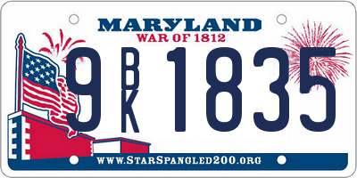 MD license plate 9BK1835