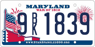MD license plate 9BK1839