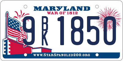 MD license plate 9BK1850