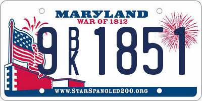 MD license plate 9BK1851
