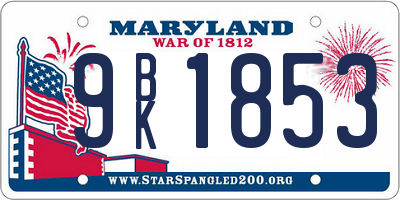 MD license plate 9BK1853