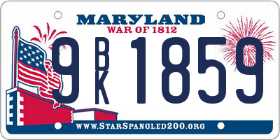 MD license plate 9BK1859