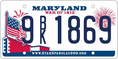 MD license plate 9BK1869