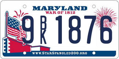 MD license plate 9BK1876