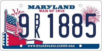 MD license plate 9BK1885