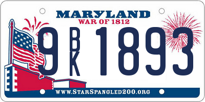 MD license plate 9BK1893