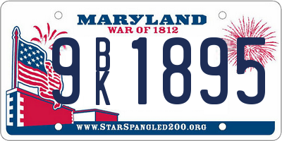 MD license plate 9BK1895