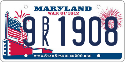 MD license plate 9BK1908