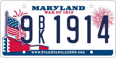 MD license plate 9BK1914