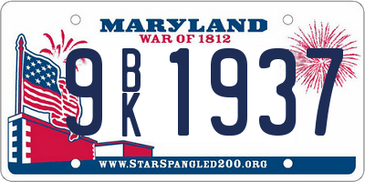 MD license plate 9BK1937