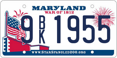 MD license plate 9BK1955