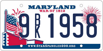 MD license plate 9BK1958