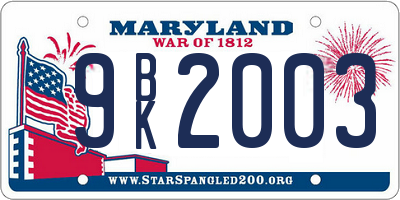 MD license plate 9BK2003