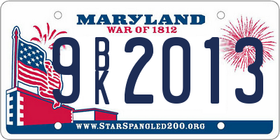 MD license plate 9BK2013