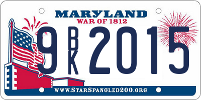 MD license plate 9BK2015