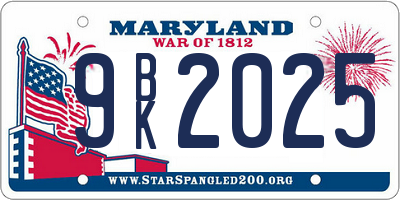 MD license plate 9BK2025